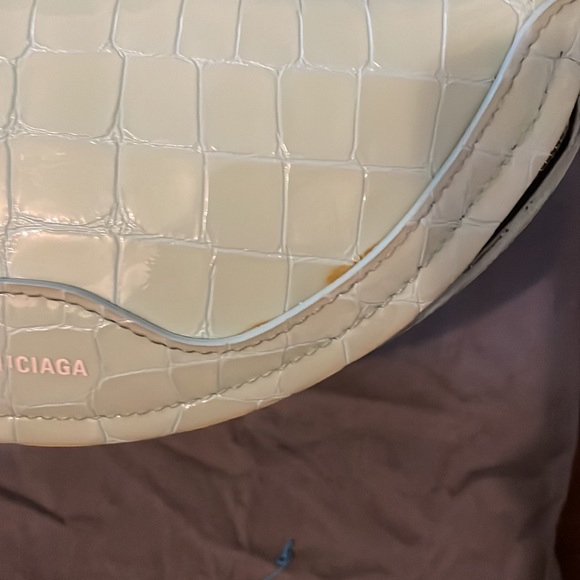 BALENCIAGA Mock Croc Embossed Souvenir Waist Bag XXS Teal Leather - Picture 3 of 8